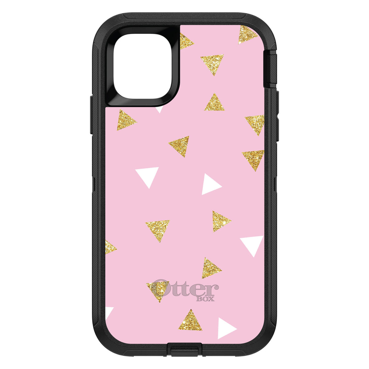 Pink & Gold Print, Triangles Pattern OtterBox Defender Case for iPhone & Galaxy, view 2