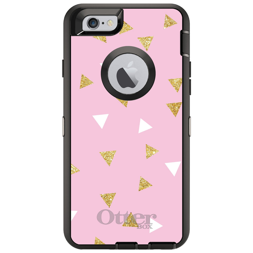 Pink & Gold Print, Triangles Pattern OtterBox Defender Case for iPhone & Galaxy, view 4