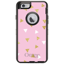 DistinctInk™ OtterBox Defender Series Case for Apple iPhone / Samsung Galaxy / Google Pixel - Pink & Gold Print - Triangles Pattern
