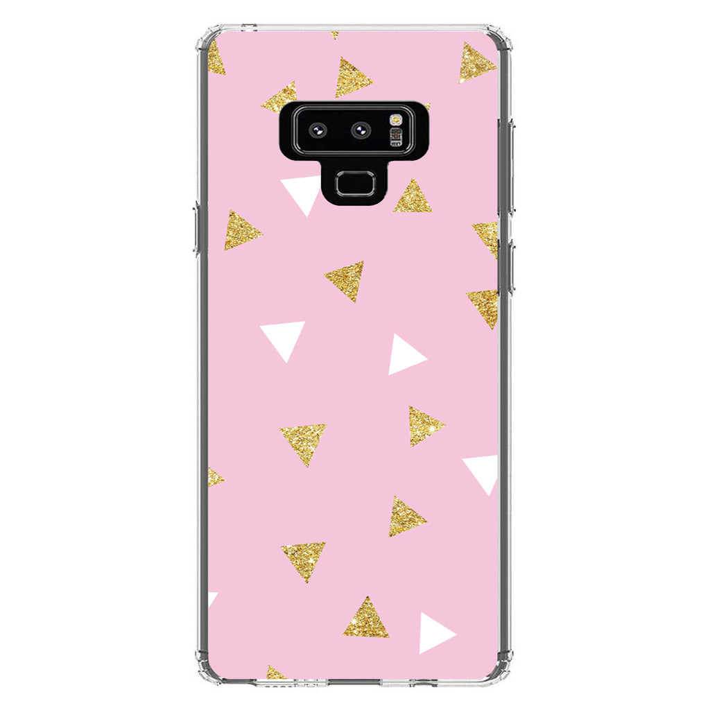 Pink & Gold Print, Triangles Pattern Clear Shockproof iPhone Case, view 11