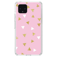 DistinctInk® Clear Shockproof Hybrid Case for Apple iPhone / Samsung Galaxy / Google Pixel - Pink & Gold Print - Triangles Pattern