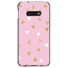 DistinctInk® Clear Shockproof Hybrid Case for Apple iPhone / Samsung Galaxy / Google Pixel - Pink & Gold Print - Triangles Pattern