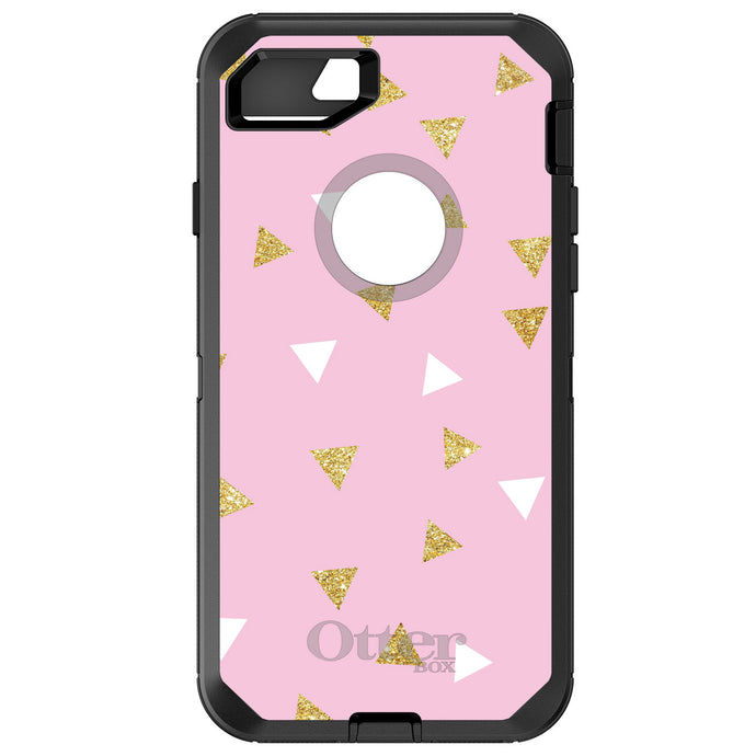 DistinctInk™ OtterBox Defender Series Case for Apple iPhone / Samsung Galaxy / Google Pixel - Pink & Gold Print - Triangles Pattern