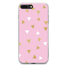 DistinctInk® Clear Shockproof Hybrid Case for Apple iPhone / Samsung Galaxy / Google Pixel - Pink & Gold Print - Triangles Pattern