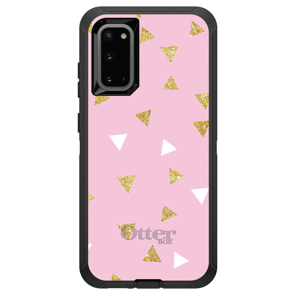 Pink & Gold Print, Triangles Pattern OtterBox Defender Case for iPhone & Galaxy, view 8