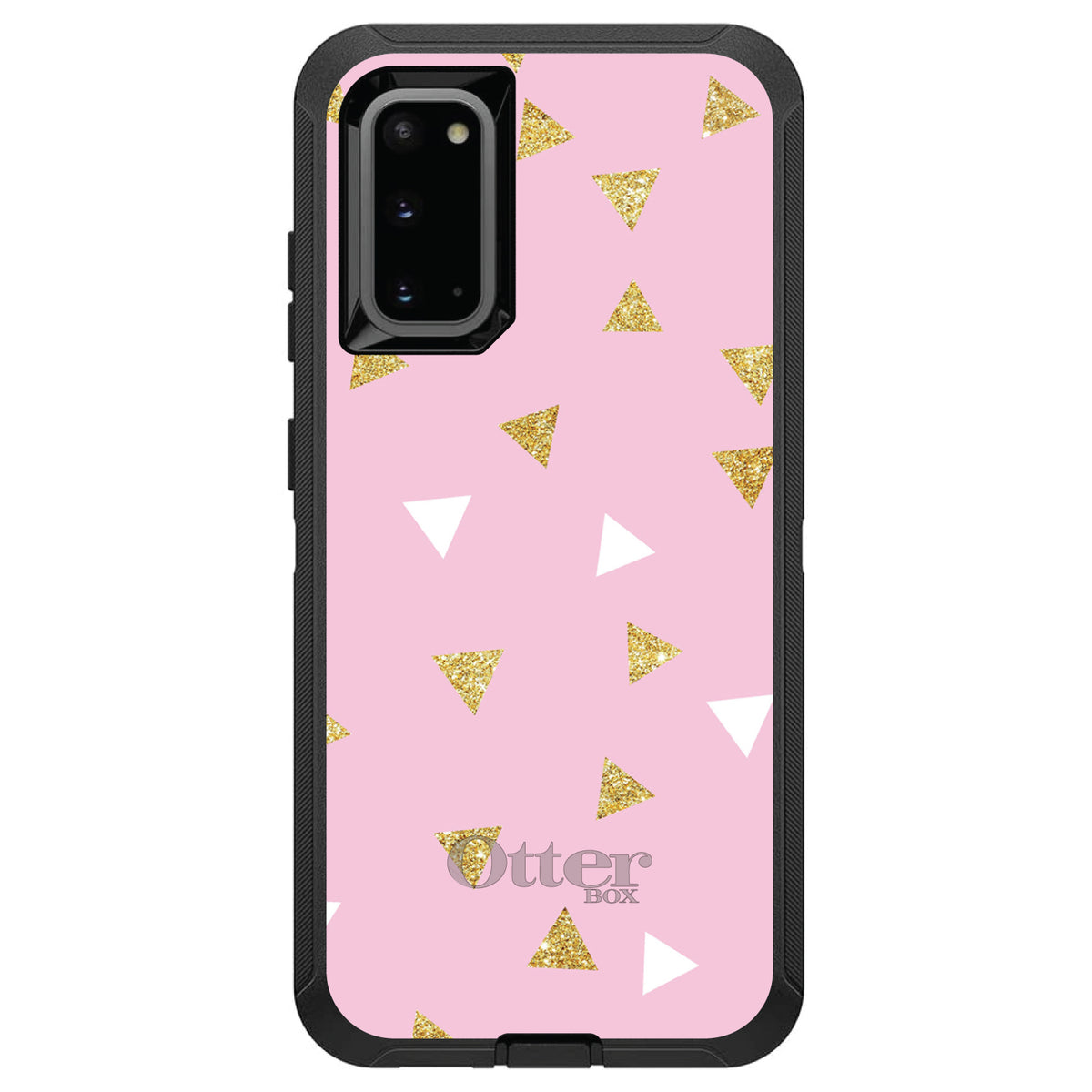 Pink & Gold Print, Triangles Pattern OtterBox Defender Case for iPhone & Galaxy, view 8