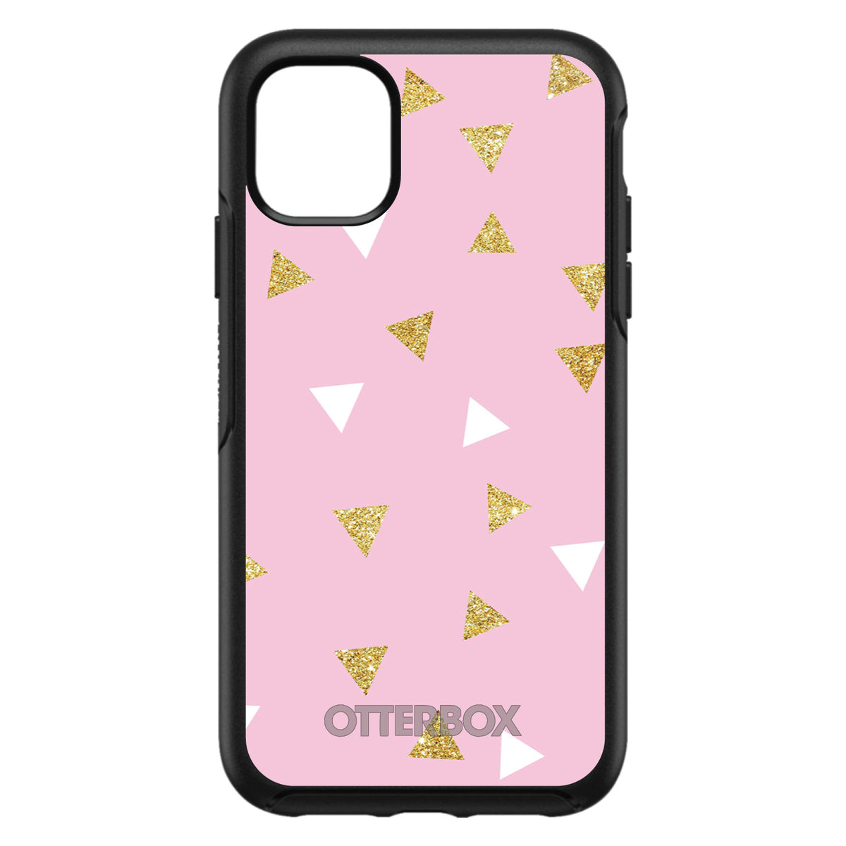 Pink & Gold Print, Triangles Pattern OtterBox Symmetry Case for iPhone & Galaxy, view 3