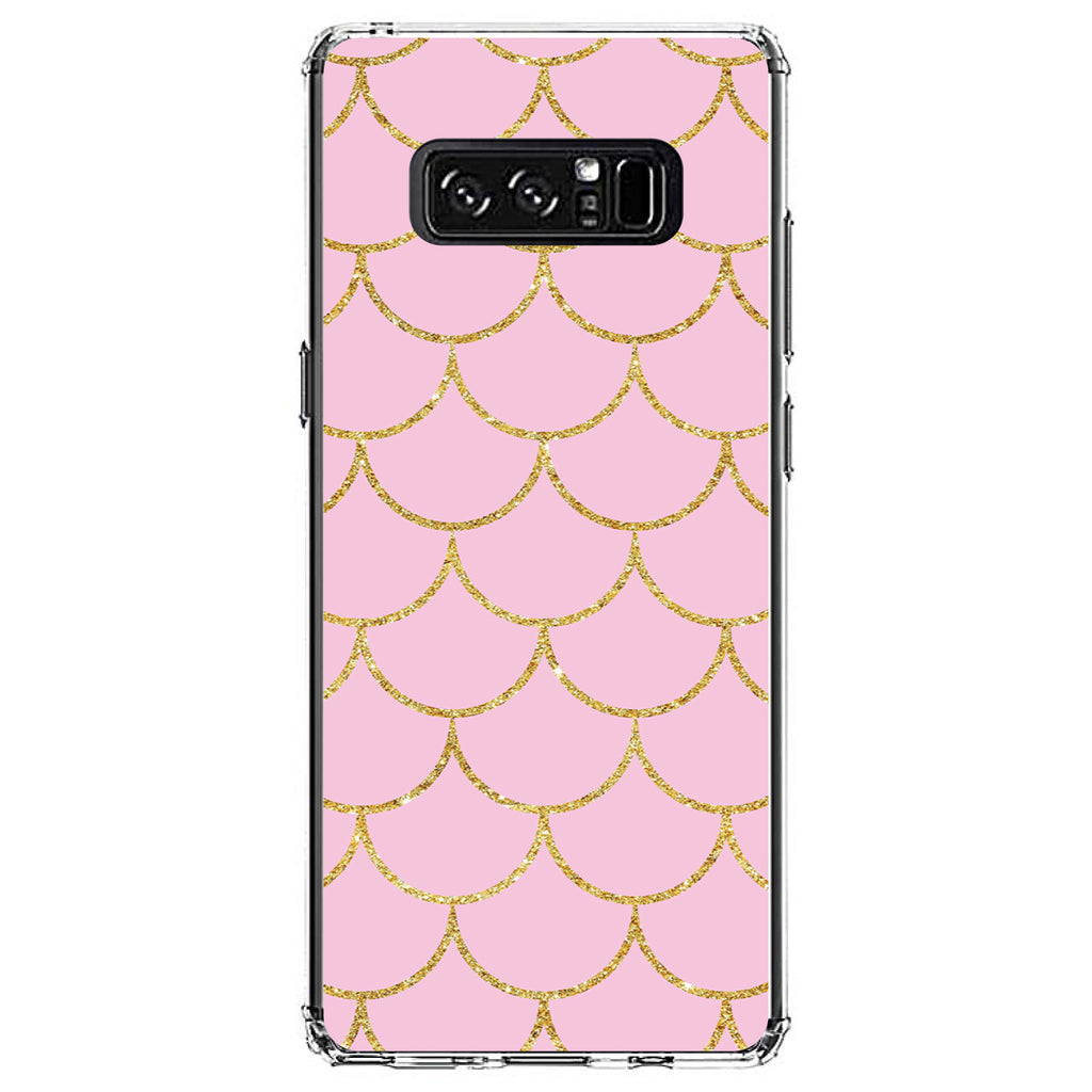 Pink & Gold Print, Scalloped Pattern Clear Shockproof iPhone Case, view 12