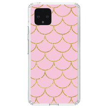 DistinctInk® Clear Shockproof Hybrid Case for Apple iPhone / Samsung Galaxy / Google Pixel - Pink & Gold Print - Scalloped Pattern