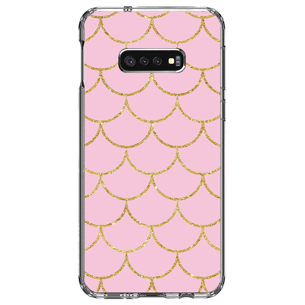Pink & Gold Print, Scalloped Pattern Clear Shockproof iPhone Case, view 18