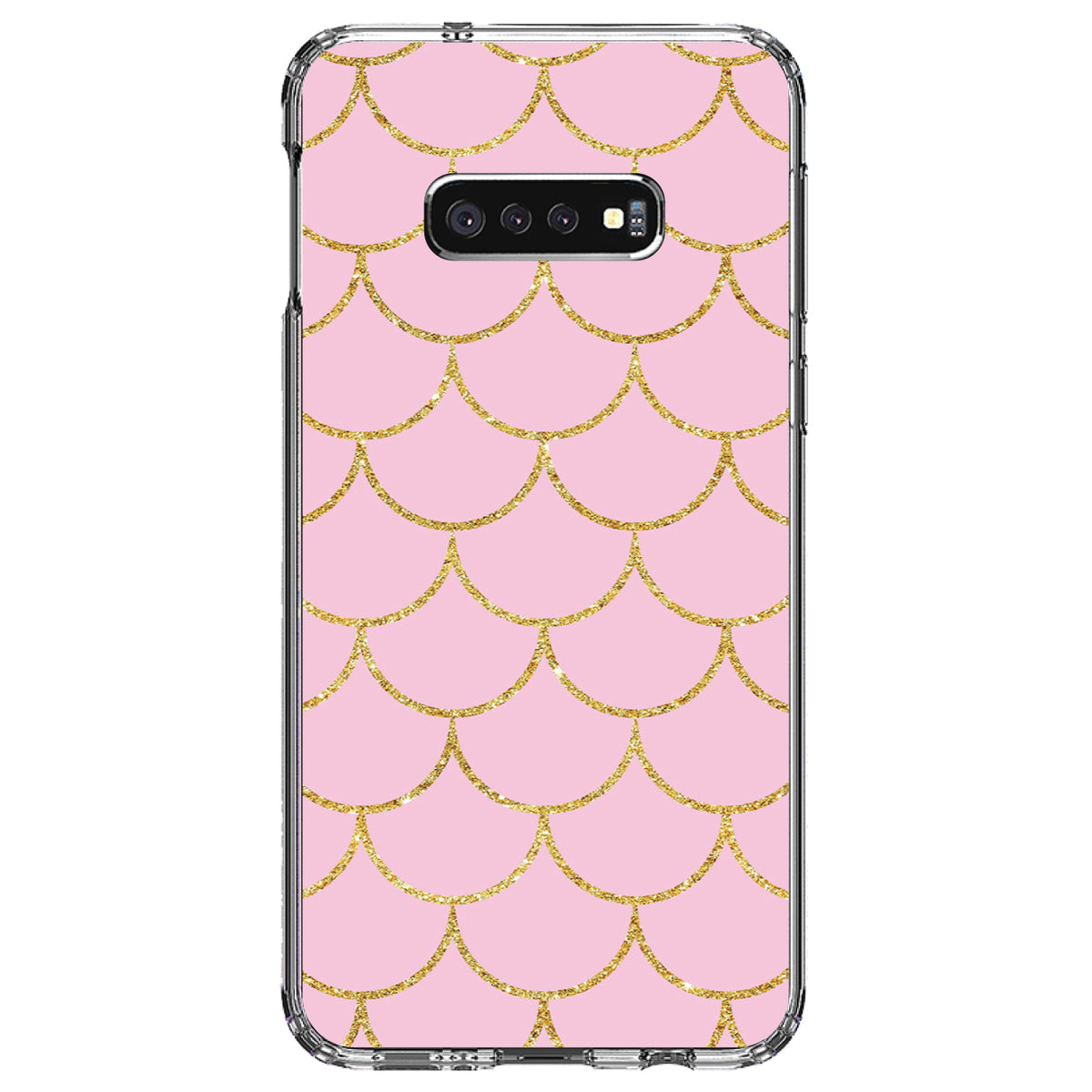 Pink & Gold Print, Scalloped Pattern Clear Shockproof iPhone Case, view 18