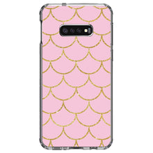 DistinctInk® Clear Shockproof Hybrid Case for Apple iPhone / Samsung Galaxy / Google Pixel - Pink & Gold Print - Scalloped Pattern
