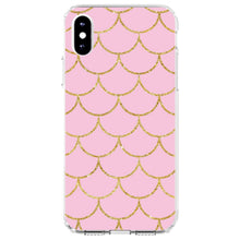 DistinctInk® Clear Shockproof Hybrid Case for Apple iPhone / Samsung Galaxy / Google Pixel - Pink & Gold Print - Scalloped Pattern