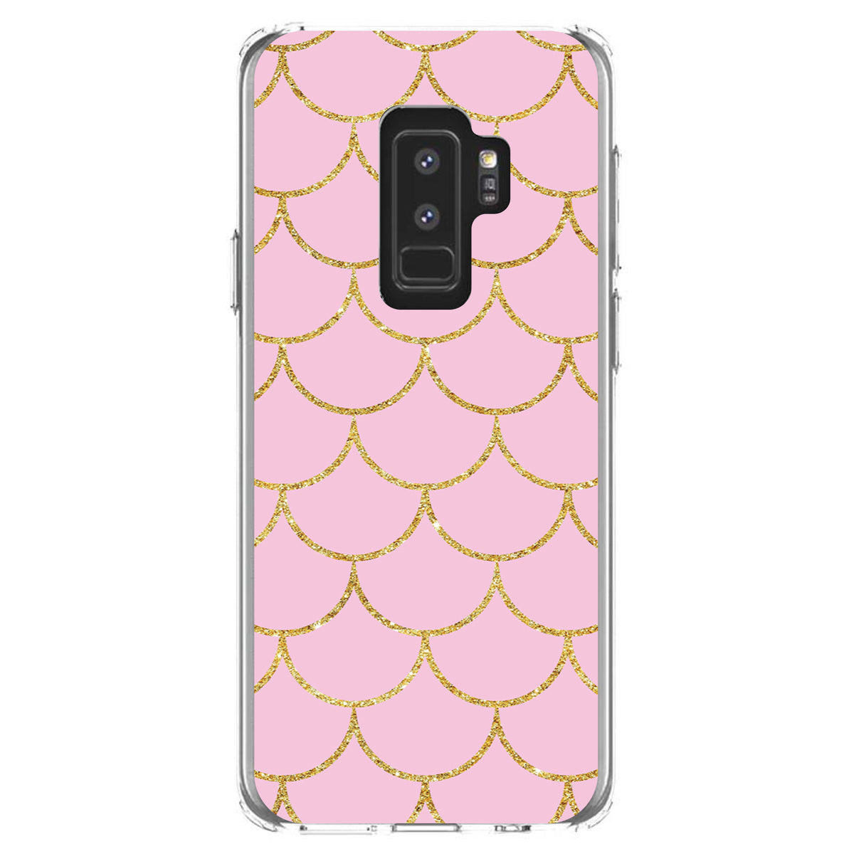 Pink & Gold Print, Scalloped Pattern Clear Shockproof iPhone Case, view 20