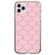 DistinctInk® Clear Shockproof Hybrid Case for Apple iPhone / Samsung Galaxy / Google Pixel - Pink & Gold Print - Scalloped Pattern