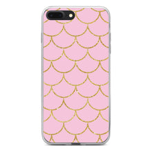 DistinctInk® Clear Shockproof Hybrid Case for Apple iPhone / Samsung Galaxy / Google Pixel - Pink & Gold Print - Scalloped Pattern