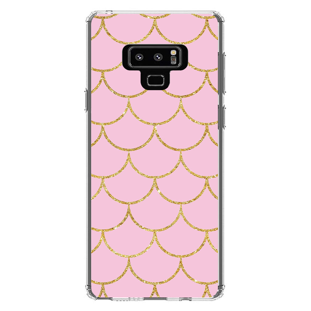 Pink & Gold Print, Scalloped Pattern Clear Shockproof iPhone Case, view 11