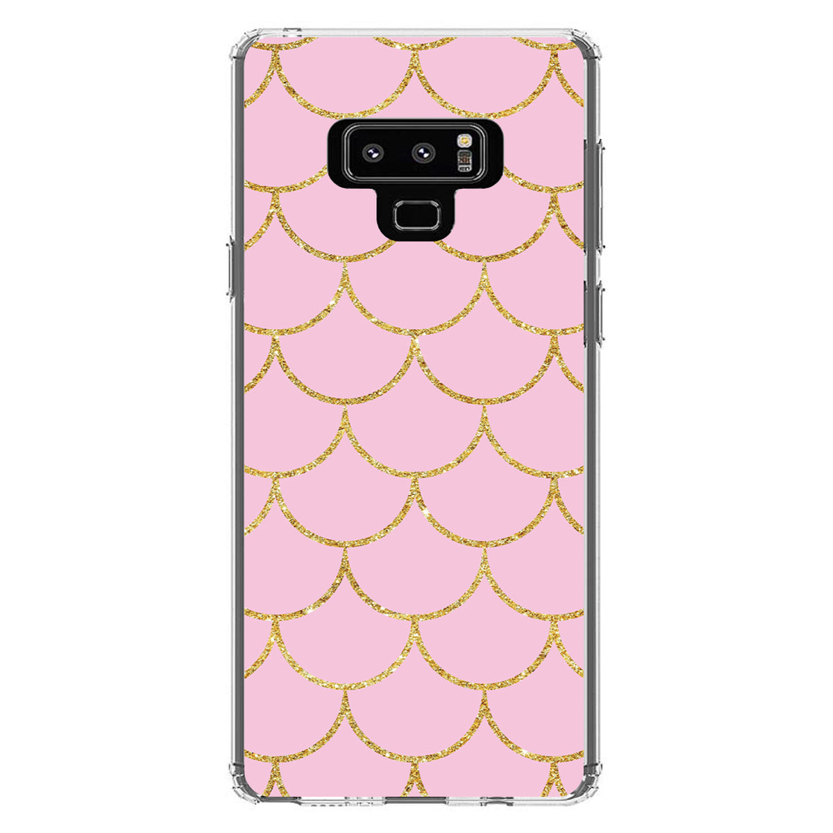 Pink & Gold Print, Scalloped Pattern Clear Shockproof iPhone Case, view 11
