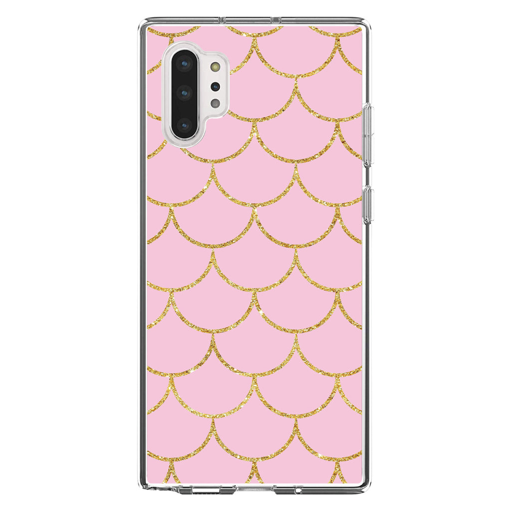 Pink & Gold Print, Scalloped Pattern Clear Shockproof iPhone Case, view 10