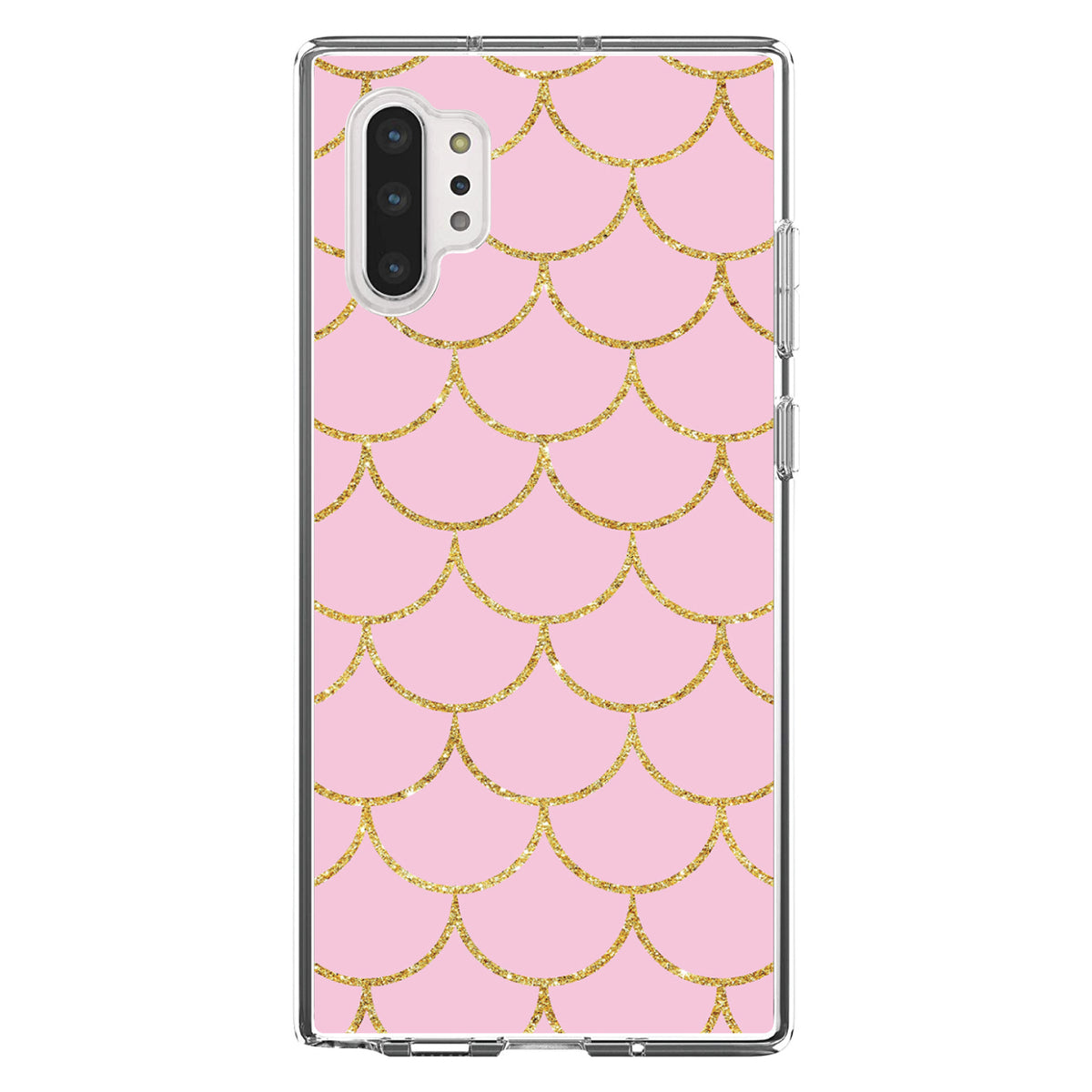 Pink & Gold Print, Scalloped Pattern Clear Shockproof iPhone Case, view 10