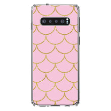 DistinctInk® Clear Shockproof Hybrid Case for Apple iPhone / Samsung Galaxy / Google Pixel - Pink & Gold Print - Scalloped Pattern