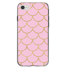 DistinctInk® Clear Shockproof Hybrid Case for Apple iPhone / Samsung Galaxy / Google Pixel - Pink & Gold Print - Scalloped Pattern