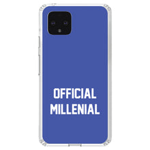 DistinctInk® Clear Shockproof Hybrid Case for Apple iPhone / Samsung Galaxy / Google Pixel - Official Millenial - Blue & White