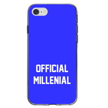 DistinctInk® Clear Shockproof Hybrid Case for Apple iPhone / Samsung Galaxy / Google Pixel - Official Millenial - Blue & White
