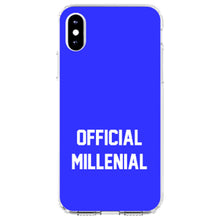 DistinctInk® Clear Shockproof Hybrid Case for Apple iPhone / Samsung Galaxy / Google Pixel - Official Millenial - Blue & White