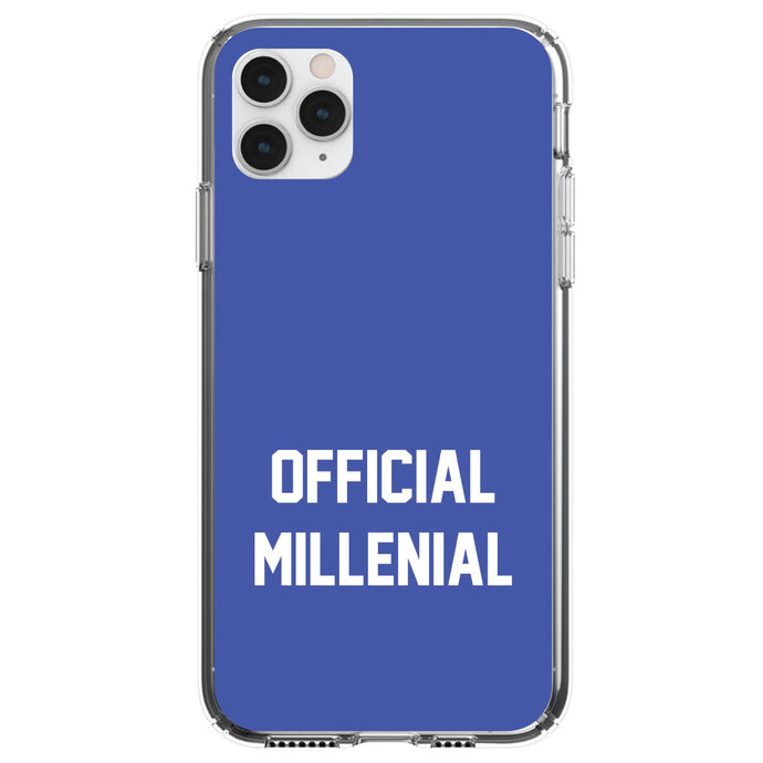 DistinctInk® Clear Shockproof Hybrid Case for Apple iPhone / Samsung Galaxy / Google Pixel - Official Millenial - Blue & White