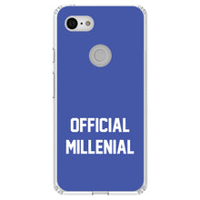 DistinctInk® Clear Shockproof Hybrid Case for Apple iPhone / Samsung Galaxy / Google Pixel - Official Millenial - Blue & White
