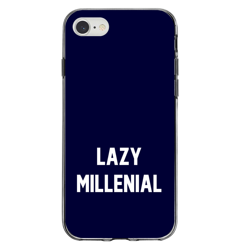 Lazy Millennial, Navy & White Clear Shockproof iPhone Case, view 5