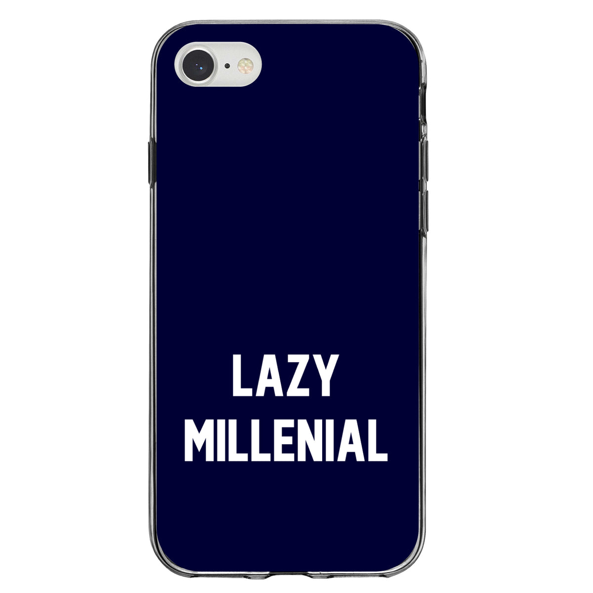 Lazy Millennial, Navy & White Clear Shockproof iPhone Case, view 5