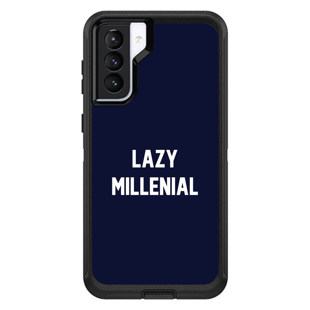 Lazy Millennial, Navy & White OtterBox Defender Case for iPhone & Galaxy, view 5
