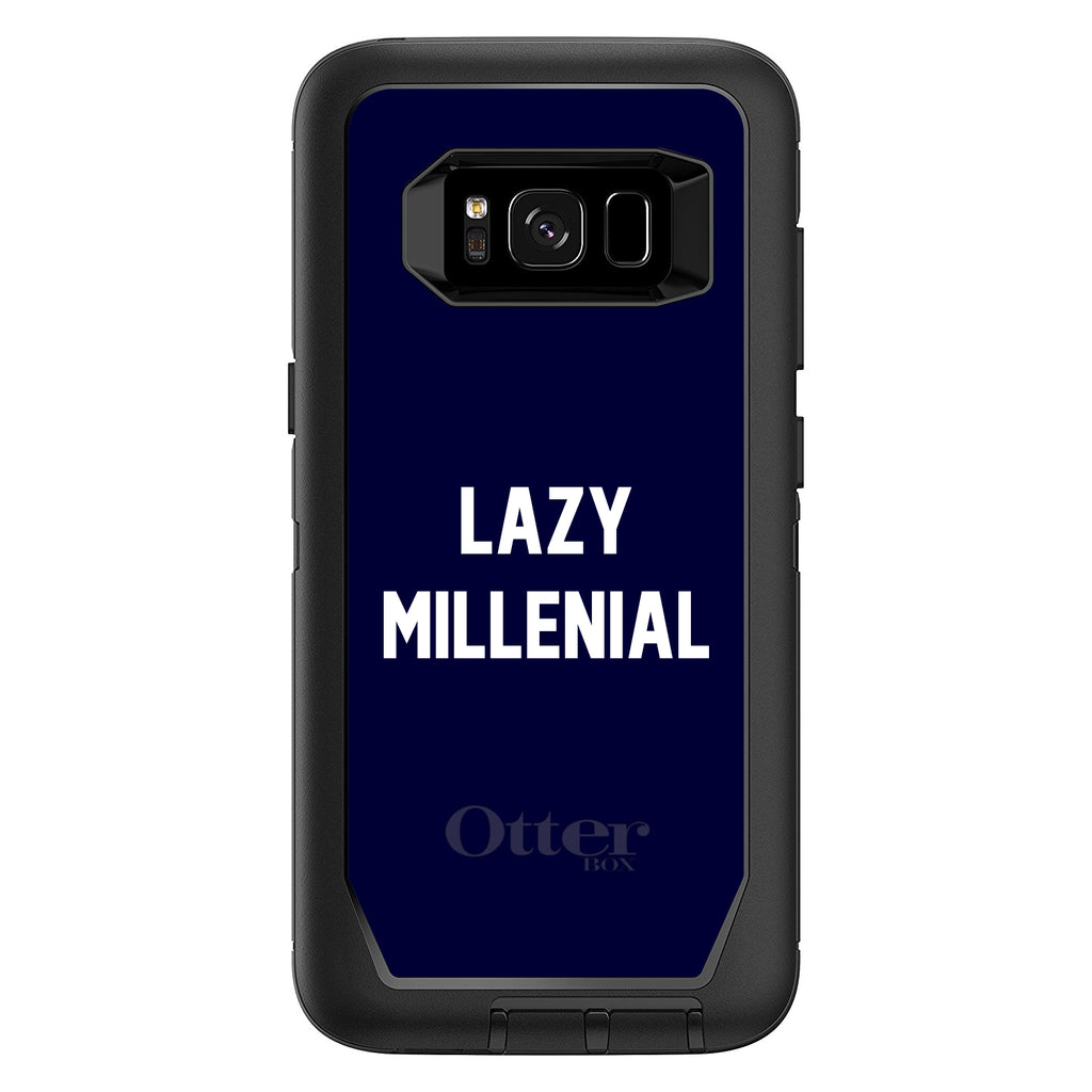 Lazy Millennial, Navy & White OtterBox Defender Case for iPhone & Galaxy, view 12