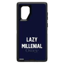 DistinctInk™ OtterBox Defender Series Case for Apple iPhone / Samsung Galaxy / Google Pixel - Lazy Millenial - Navy & White
