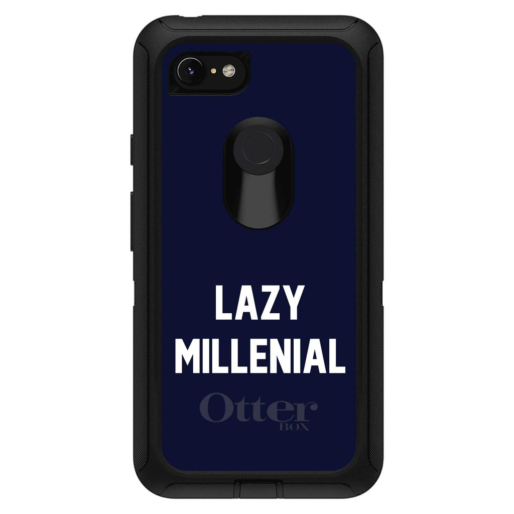 Lazy Millennial, Navy & White OtterBox Defender Case for iPhone & Galaxy, view 18