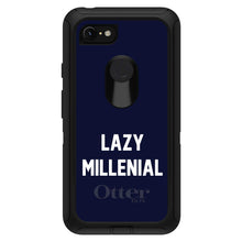 DistinctInk™ OtterBox Defender Series Case for Apple iPhone / Samsung Galaxy / Google Pixel - Lazy Millenial - Navy & White