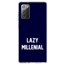 DistinctInk® Clear Shockproof Hybrid Case for Apple iPhone / Samsung Galaxy / Google Pixel - Lazy Millenial - Navy & White