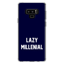 DistinctInk® Clear Shockproof Hybrid Case for Apple iPhone / Samsung Galaxy / Google Pixel - Lazy Millenial - Navy & White