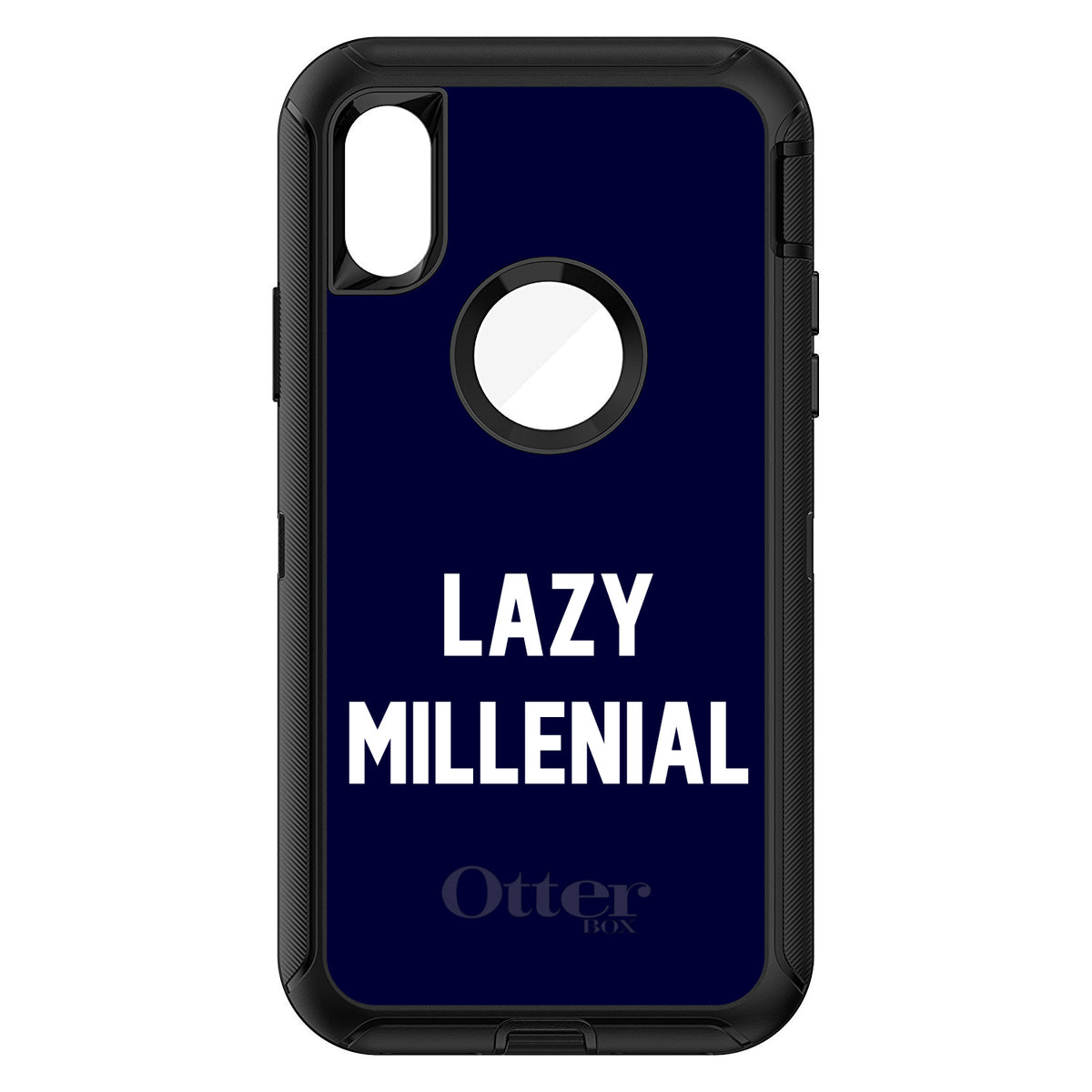 Lazy Millennial, Navy & White OtterBox Defender Case for iPhone & Galaxy, view 3