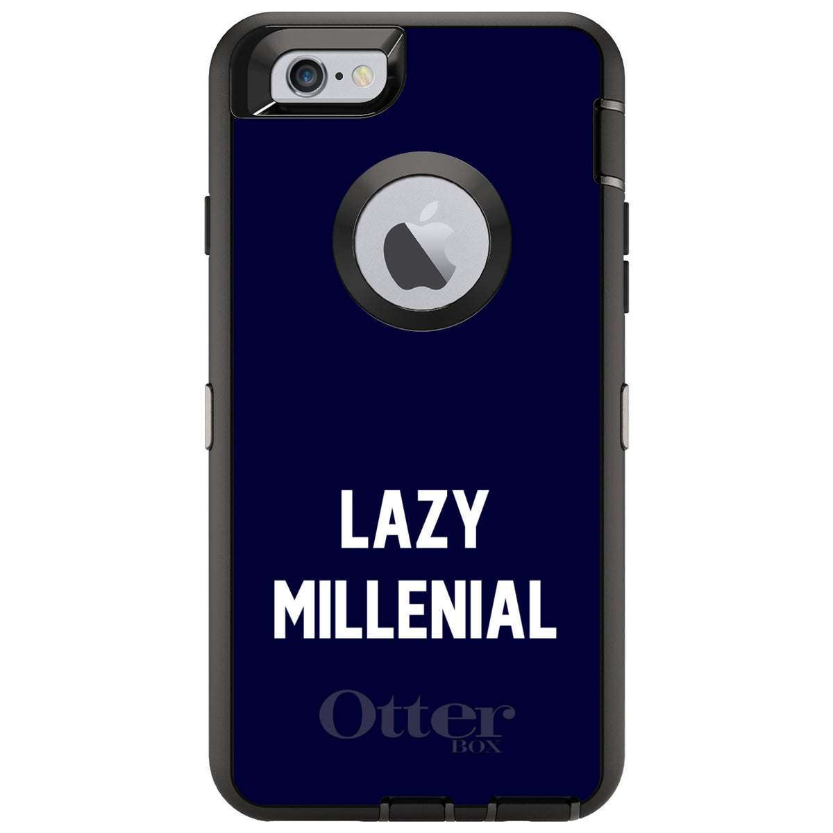 Lazy Millennial, Navy & White OtterBox Defender Case for iPhone & Galaxy, view 4