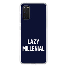 DistinctInk® Clear Shockproof Hybrid Case for Apple iPhone / Samsung Galaxy / Google Pixel - Lazy Millenial - Navy & White