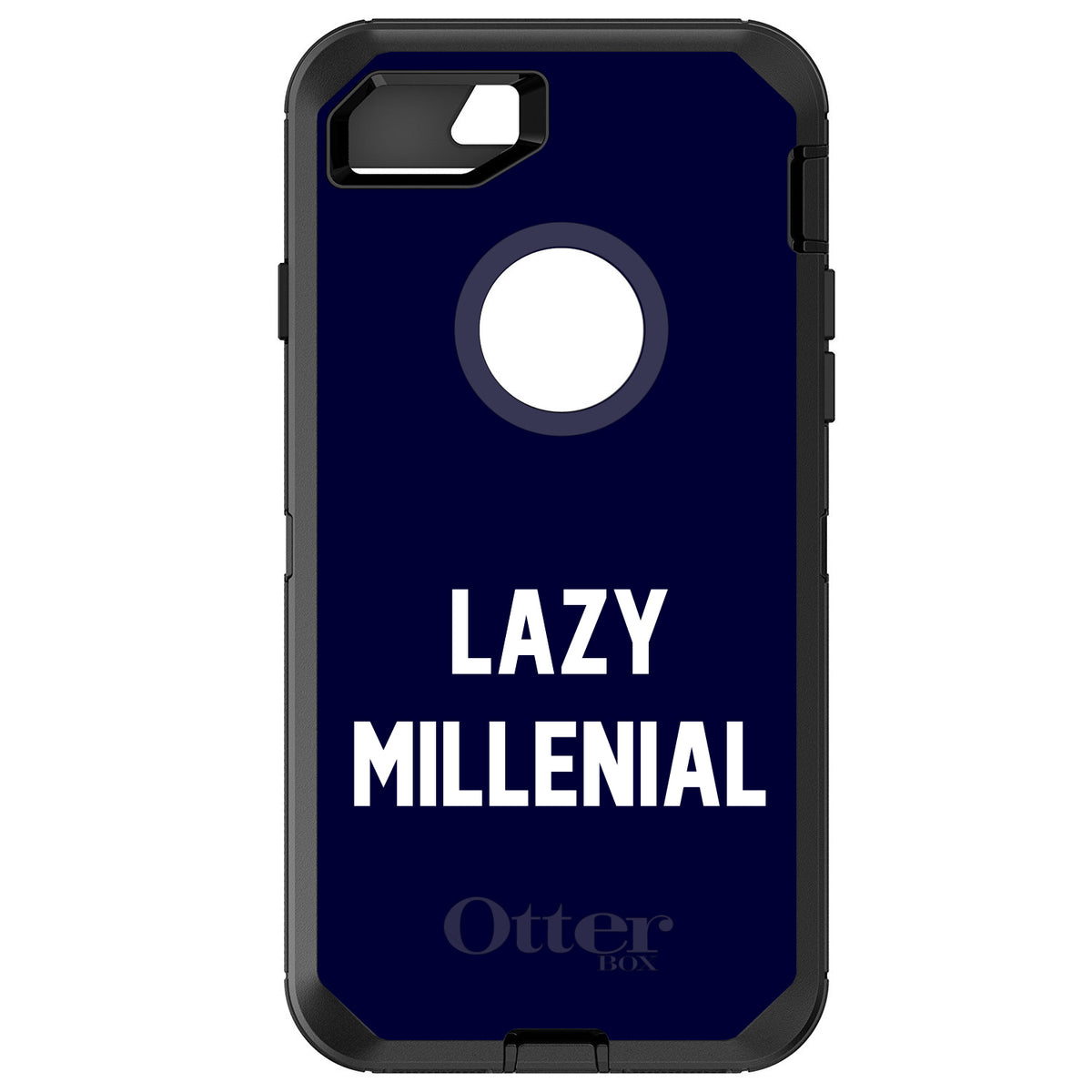 Lazy Millennial, Navy & White OtterBox Defender Case for iPhone & Galaxy