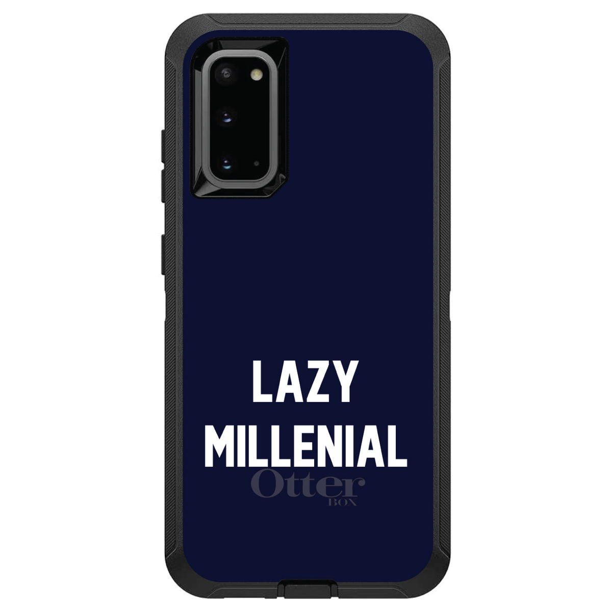 Lazy Millennial, Navy & White OtterBox Defender Case for iPhone & Galaxy, view 8