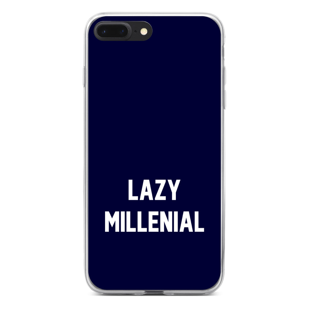 Lazy Millennial, Navy & White Clear Shockproof iPhone Case, view 6