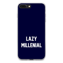 DistinctInk® Clear Shockproof Hybrid Case for Apple iPhone / Samsung Galaxy / Google Pixel - Lazy Millenial - Navy & White
