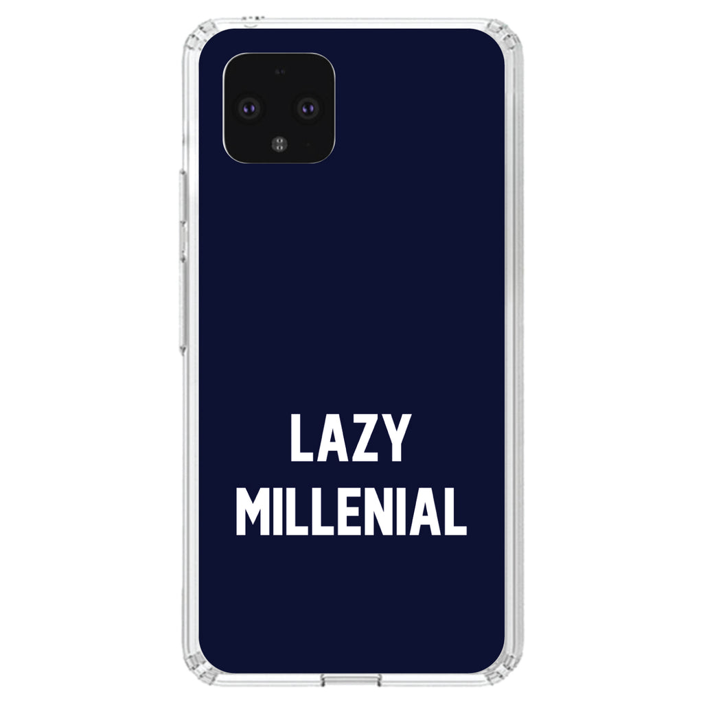 Lazy Millennial, Navy & White Clear Shockproof iPhone Case, view 23