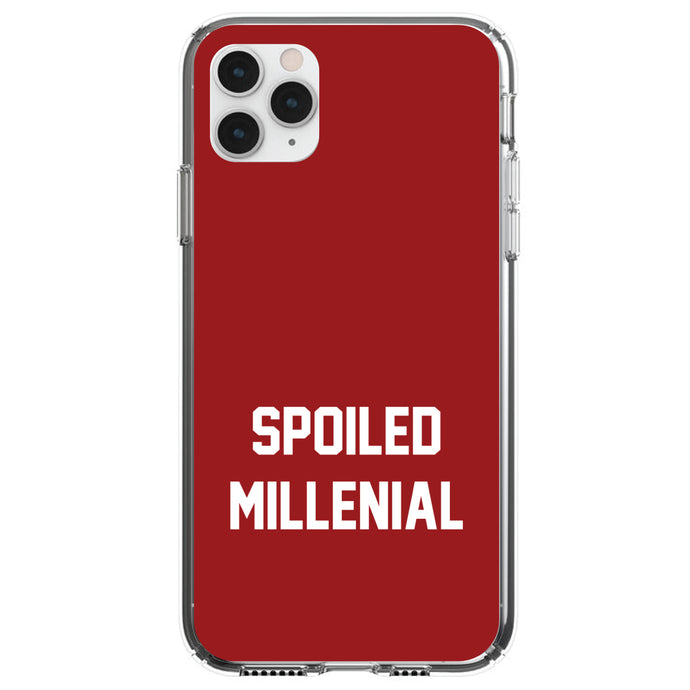 DistinctInk® Clear Shockproof Hybrid Case for Apple iPhone / Samsung Galaxy / Google Pixel - Spoiled Millenial - Red & White