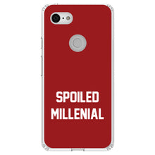 DistinctInk® Clear Shockproof Hybrid Case for Apple iPhone / Samsung Galaxy / Google Pixel - Spoiled Millenial - Red & White